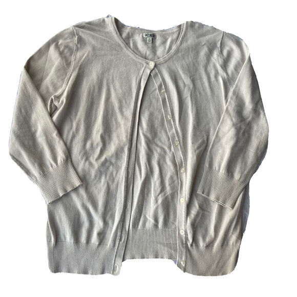 14th & Union Cardigan Sz L Sweater Sand Birch Button Up Knit Career Work Casual - Picture 1 of 10